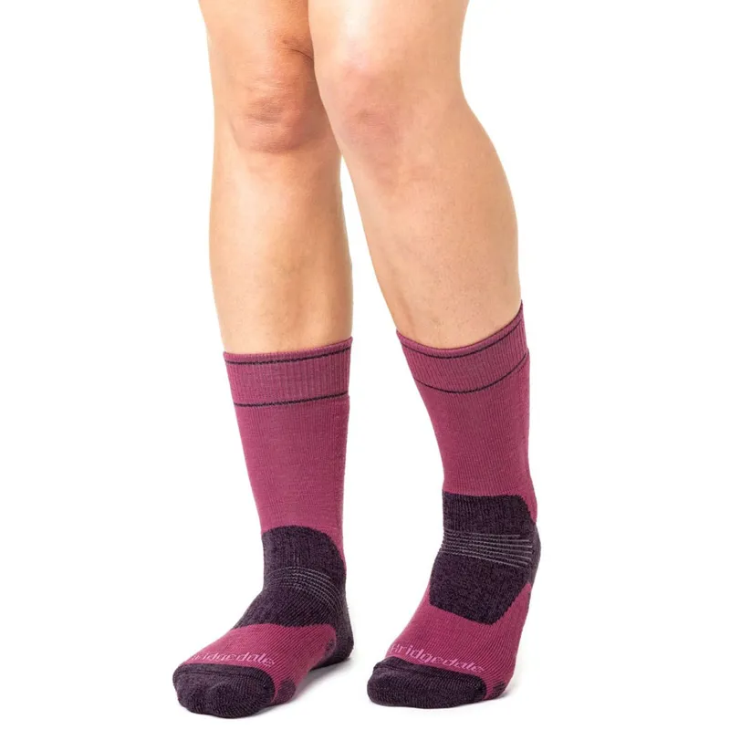 Bridgedale Women's Hike Midweight Merino Performance Boot Socks Original Shade Berry/Plum-2
