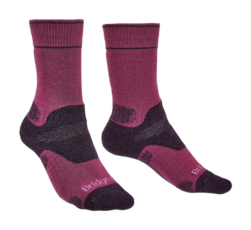 Bridgedale Women's Hike Midweight Merino Performance Boot Socks Original Shade Berry/Plum