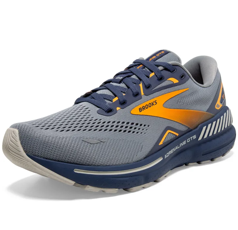 Brooks Men's Adrenaline GTS 23 Grey/Crown Blue/Orange-3