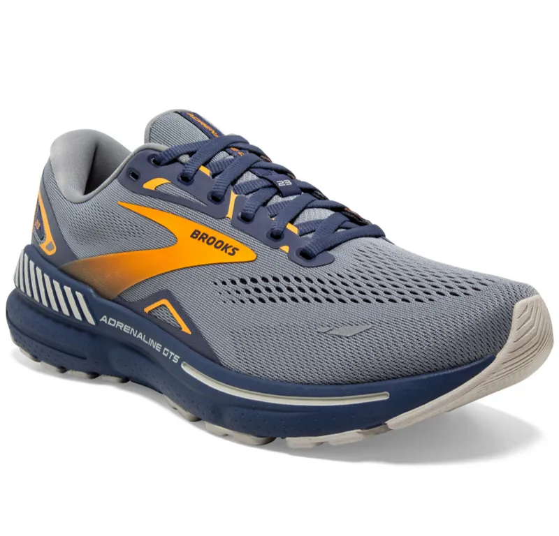 Brooks Men's Adrenaline GTS 23 Grey/Crown Blue/Orange-2