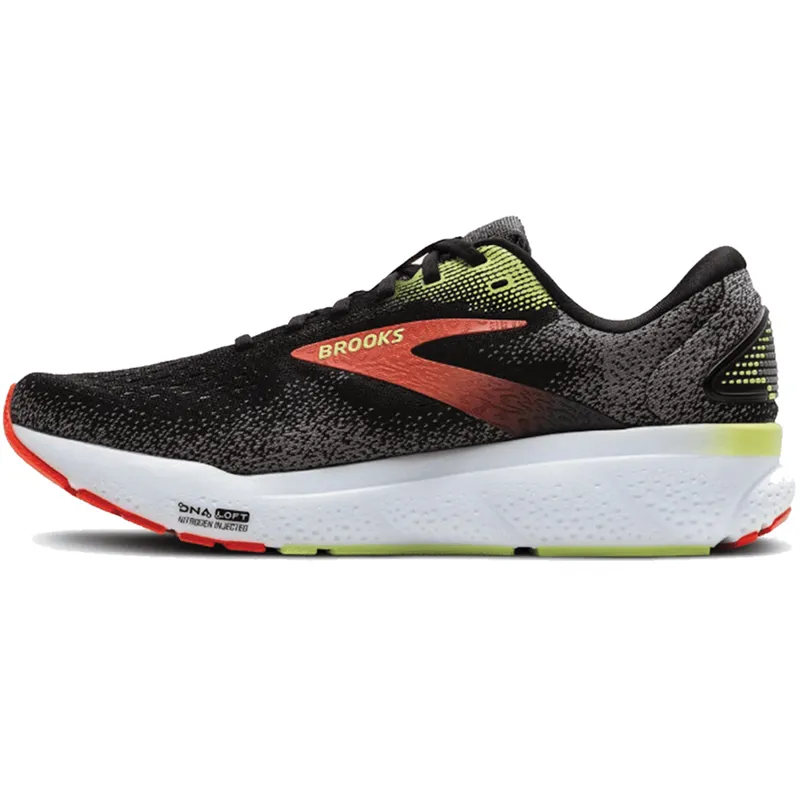 Brooks Men's Ghost 16 Black/Mandarin Red/Green-1