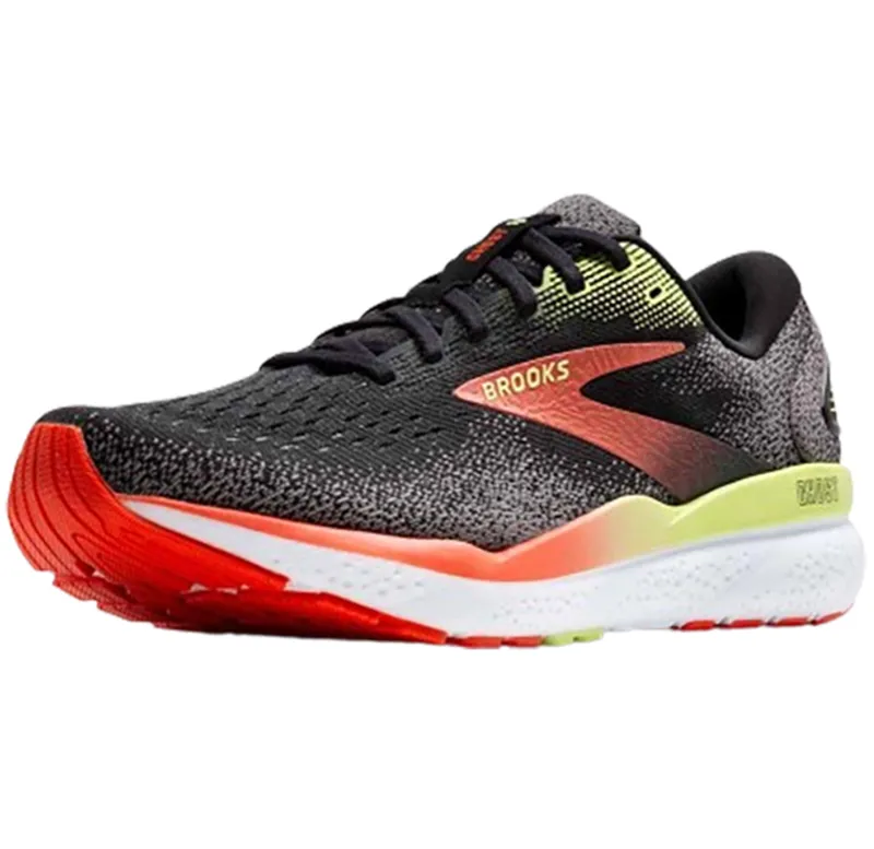Brooks Men's Ghost 16 Black/Mandarin Red/Green-3