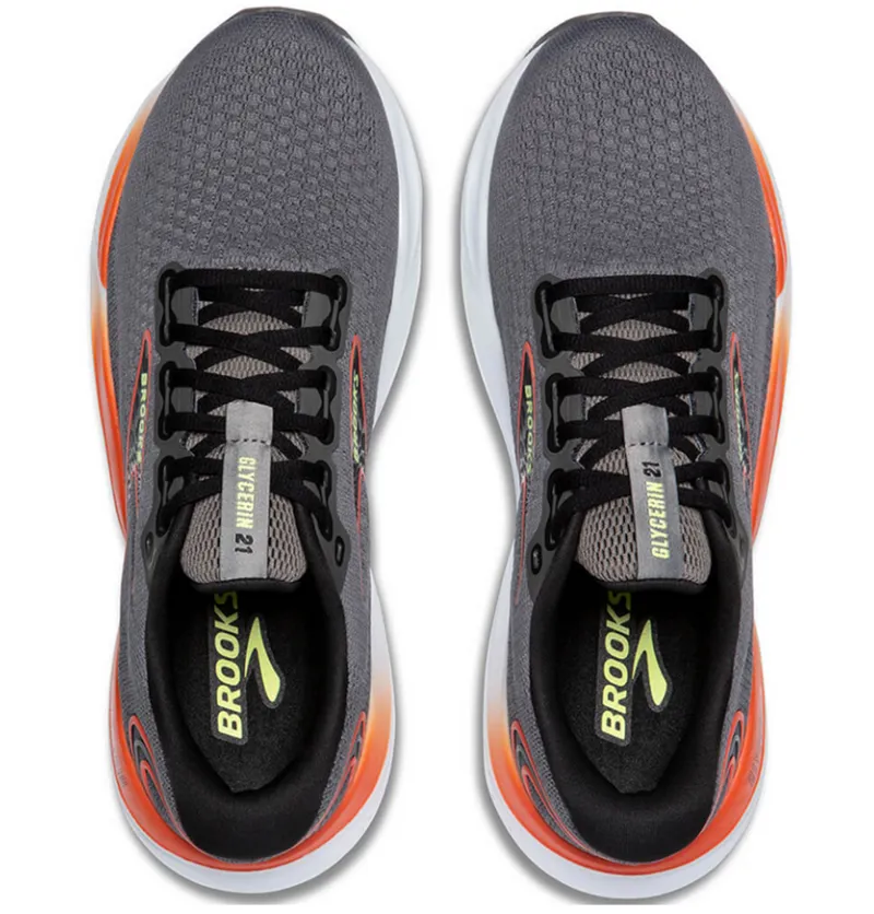 Brooks Men's Glycerin 21 Grey/Mandarin Red/Green-5