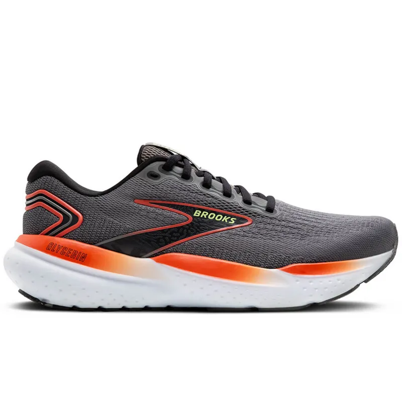 Brooks Men's Glycerin 21 Grey/Mandarin Red/Green