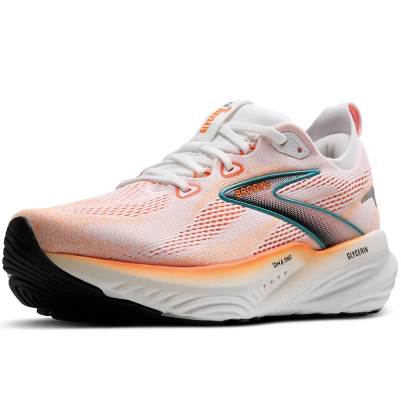 Brooks Men's Glycerin 22 White/Orange/Green Blue Slate-3