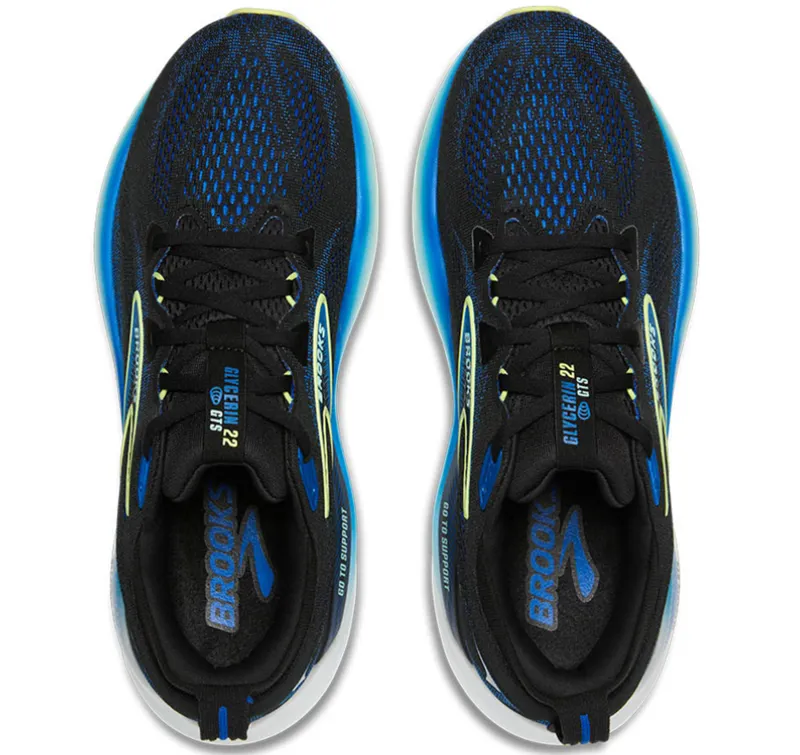 Brooks Men's Glycerin GTS 22 WIDE Black/Cobalt/Neo Yellow-4