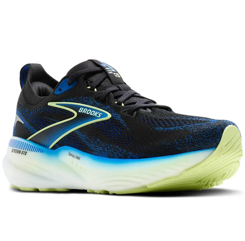 Brooks Men's Glycerin GTS 22 WIDE Black/Cobalt/Neo Yellow-2
