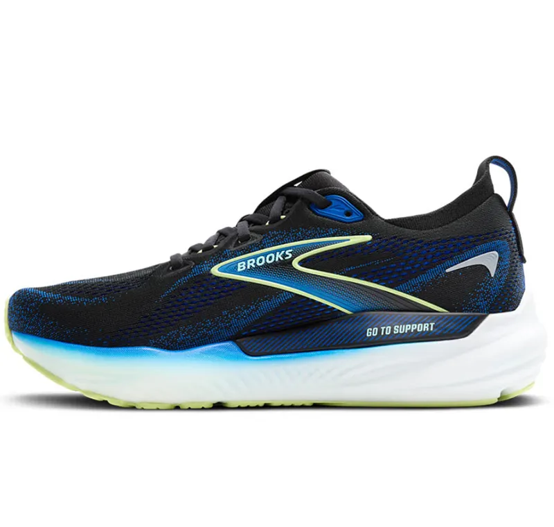 Brooks Men's Glycerin GTS 22 WIDE Black/Cobalt/Neo Yellow-1