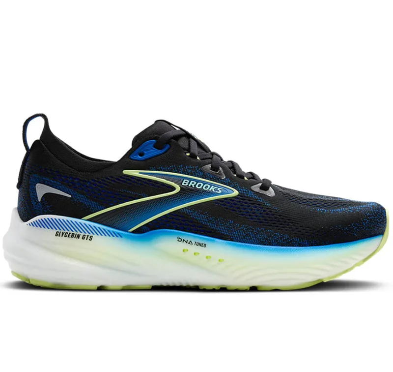 Brooks Men's Glycerin GTS 22 WIDE Black/Cobalt/Neo Yellow