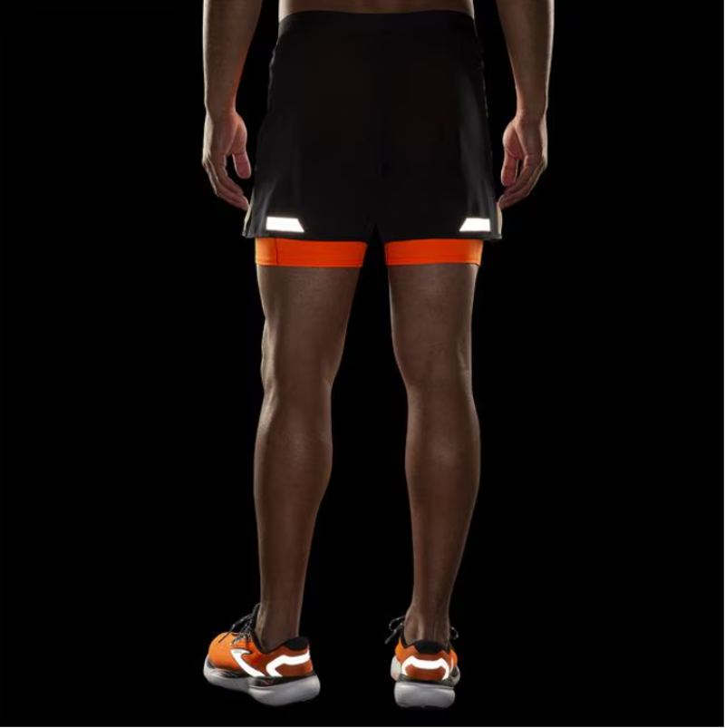 Brooks Men's Run Visible 5 2in1 Short 2.0 Black/Ecru/Fluoro Flash-6