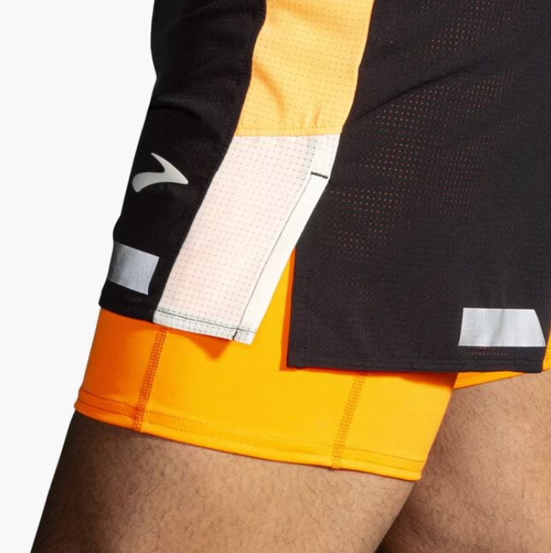 Brooks Men's Run Visible 5 2in1 Short 2.0 Black/Ecru/Fluoro Flash-7