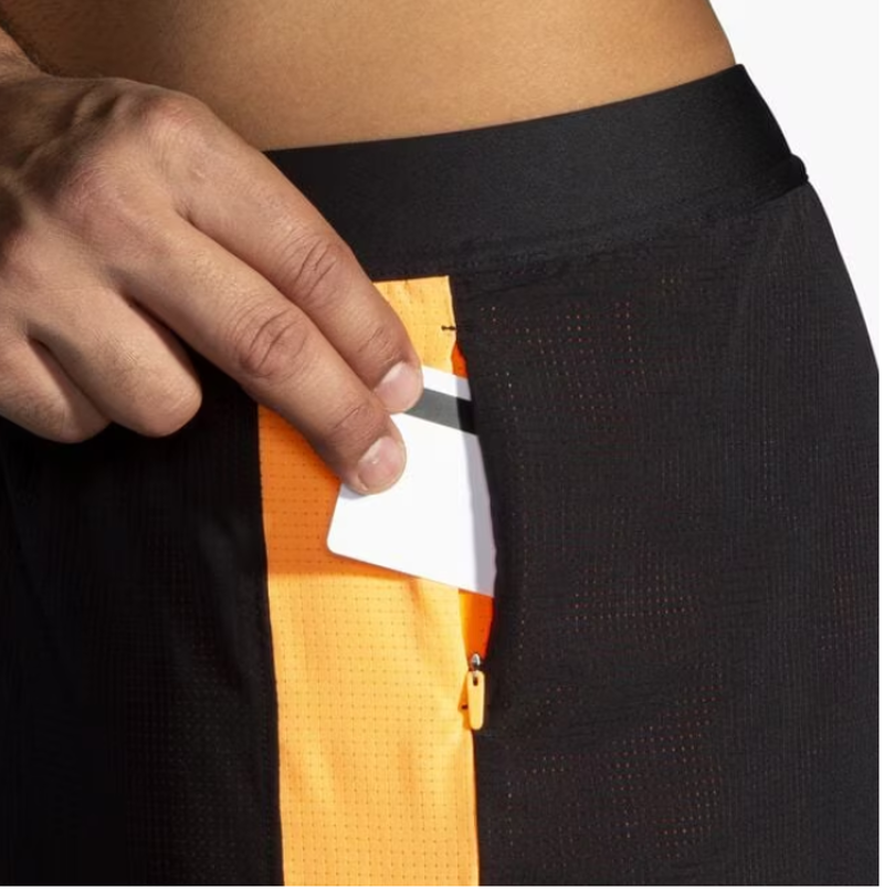 Brooks Men's Run Visible 5 2in1 Short 2.0 Black/Ecru/Fluoro Flash-9