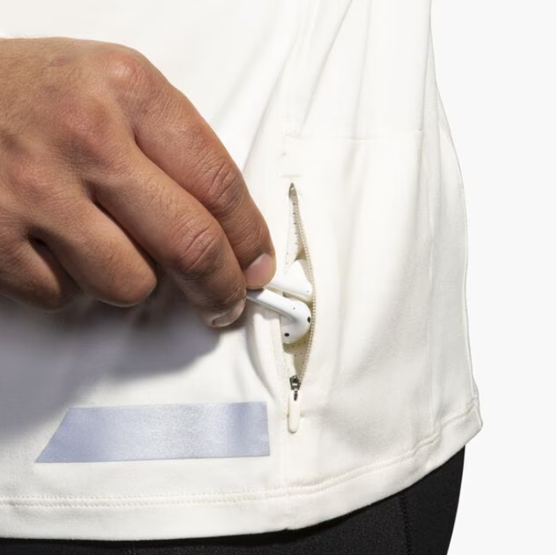 Brooks Men's Run Visible 1/2 Zip 2.0 Ecru/Fluoro Flash/Black-5