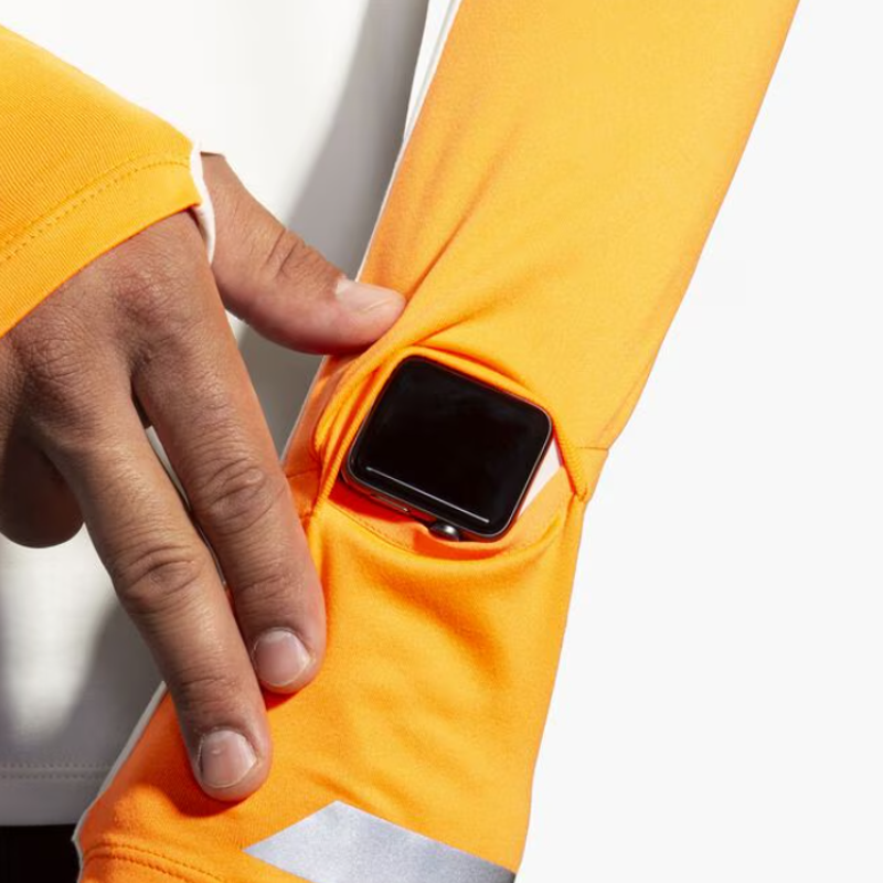 Brooks Men's Run Visible 1/2 Zip 2.0 Ecru/Fluoro Flash/Black-7