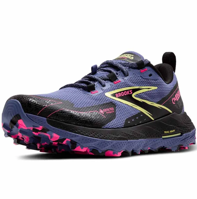 Brooks Women's Cascadia 18 GTX Grey Blue/Black/Pink-3