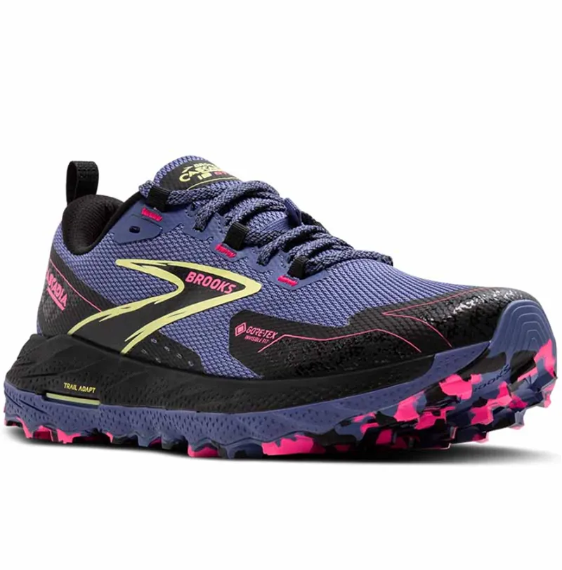 Brooks Women's Cascadia 18 GTX Grey Blue/Black/Pink-2