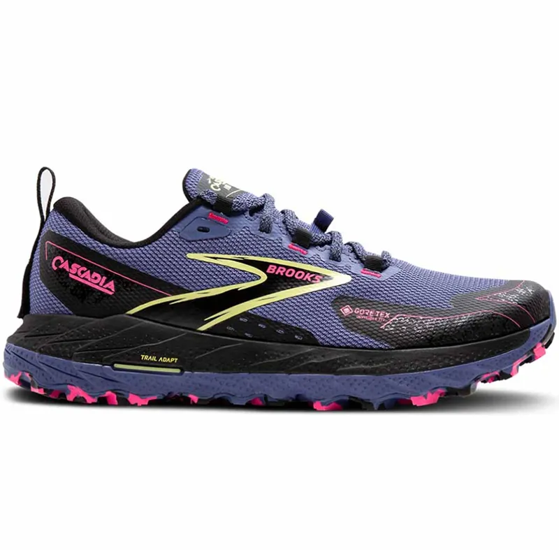 Brooks Women's Cascadia 18 GTX Grey Blue/Black/Pink