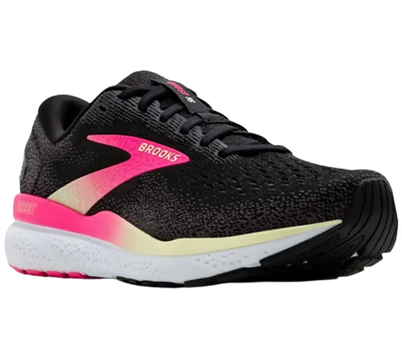 Brooks Women's Ghost 16 Running Shoes WIDE - Black/Pink-2