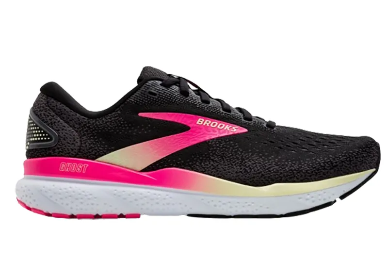 Brooks Women's Ghost 16 Running Shoes WIDE - Black/Pink