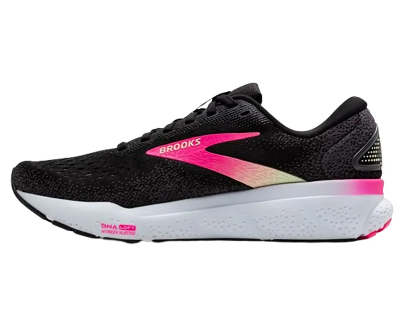 Brooks Women's Ghost 16 Running Shoes WIDE - Black/Pink-1