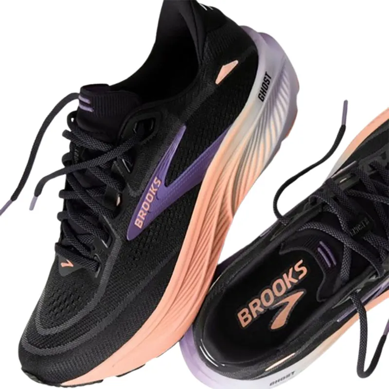 Brooks Women's Ghost 18 Black/Mulled Grape/Peach-3