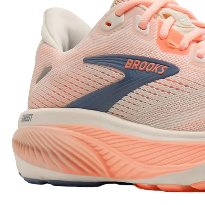 Brooks Women's Ghost 18 Wide Star White/Cyber Peach/Grey-6