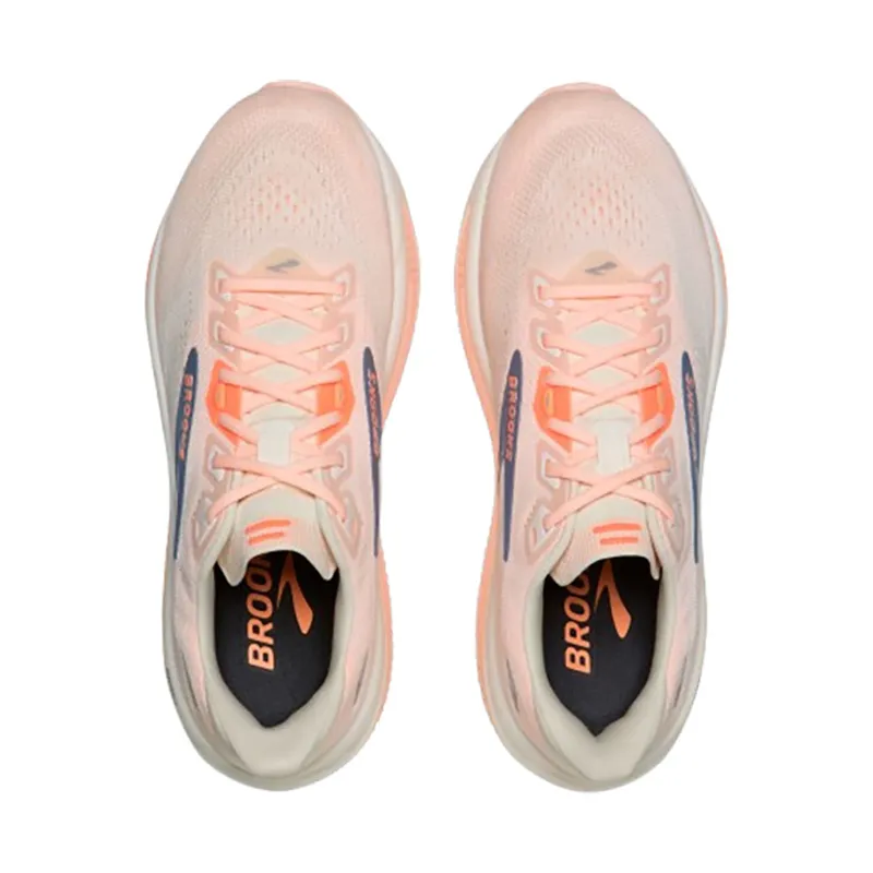Brooks Women's Ghost 18 Wide Star White/Cyber Peach/Grey-4