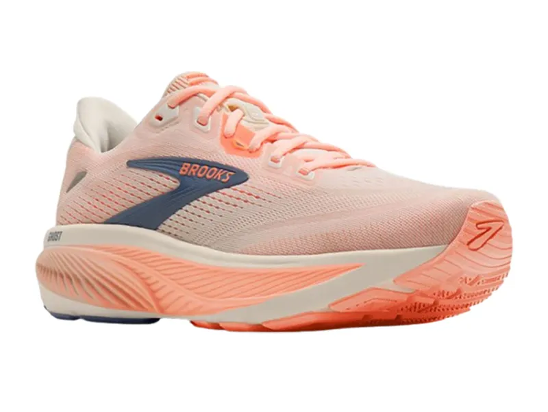 Brooks Women's Ghost 18 Wide Star White/Cyber Peach/Grey-2