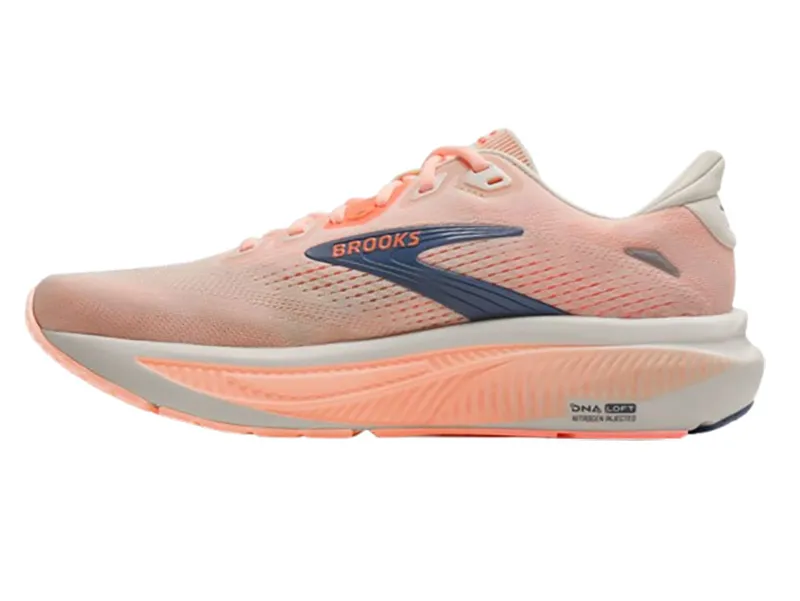 Brooks Women's Ghost 18 Wide Star White/Cyber Peach/Grey-1