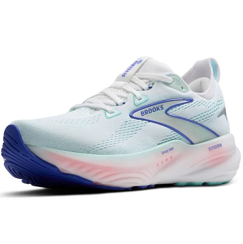 Brooks Women's Glycerin 22 White/Limpet Shell/Amparo Blue-3