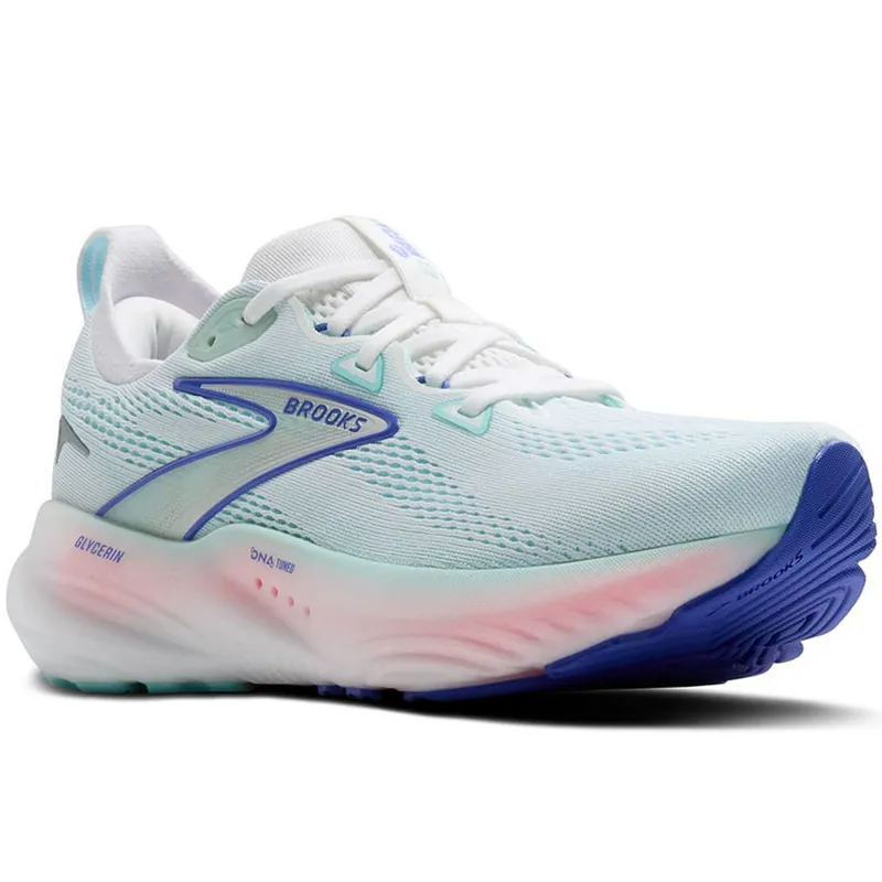 Brooks Women's Glycerin 22 White/Limpet Shell/Amparo Blue-2