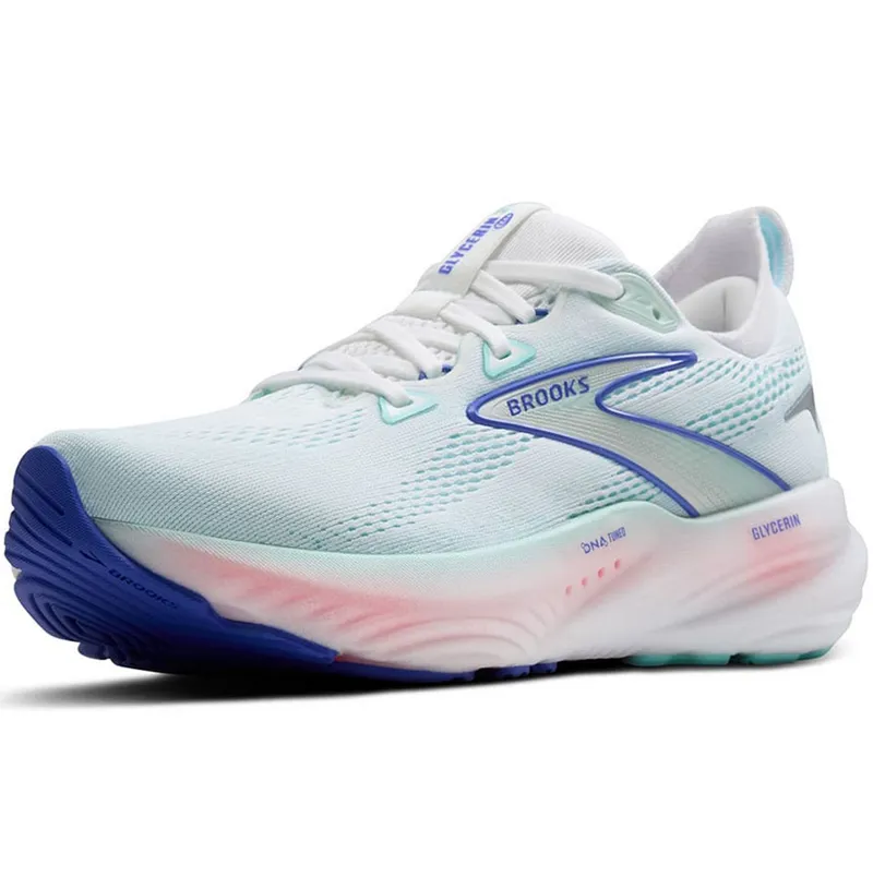 Brooks Women's Glycerin 22 WIDE - White/Limpet Shell/Amparo Blue-3