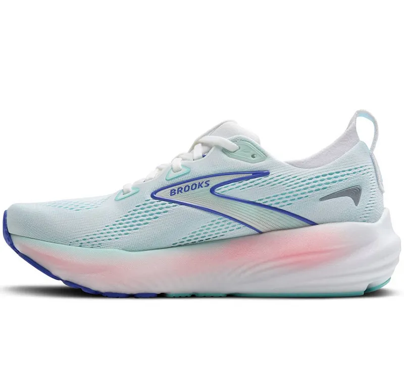 Brooks Women's Glycerin 22 WIDE - White/Limpet Shell/Amparo Blue-1