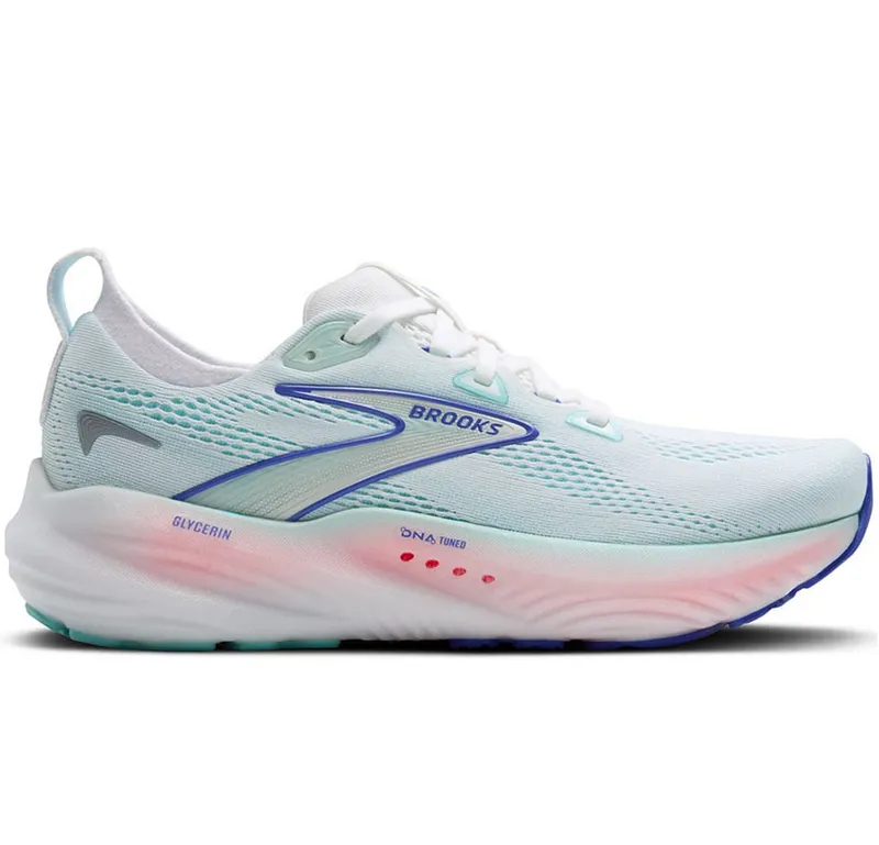 Brooks Women's Glycerin 22 WIDE - White/Limpet Shell/Amparo Blue
