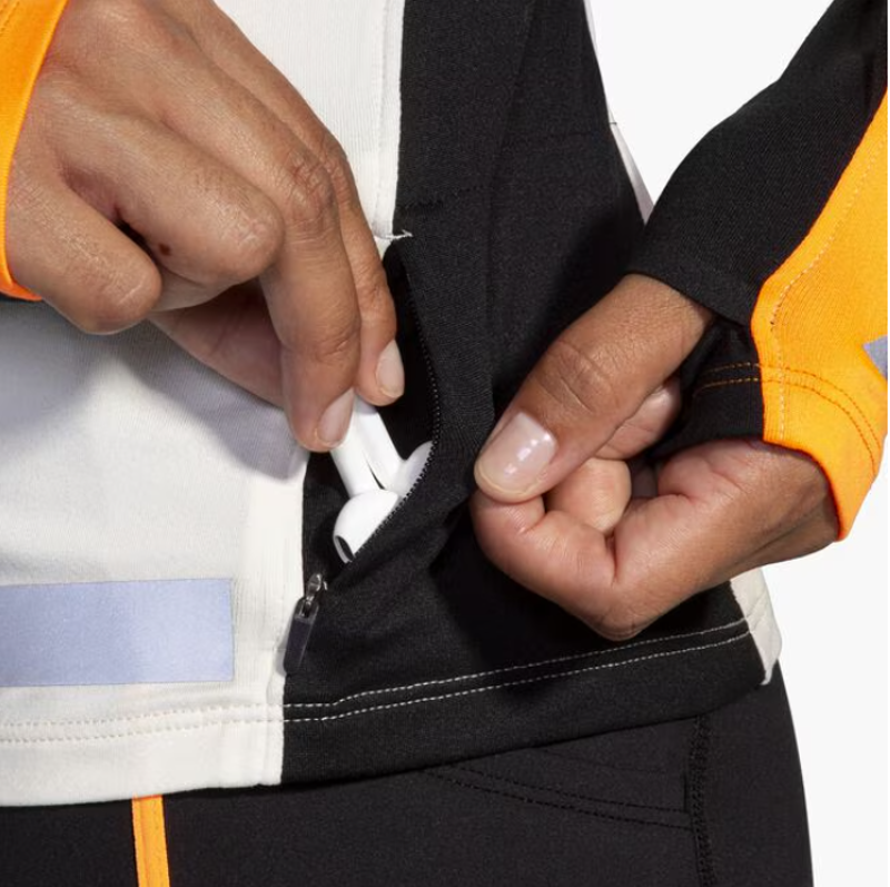 Brooks Women's Run Visible 1/2 Zip 2.0 Ecru/Fluoro Flash/Black-5