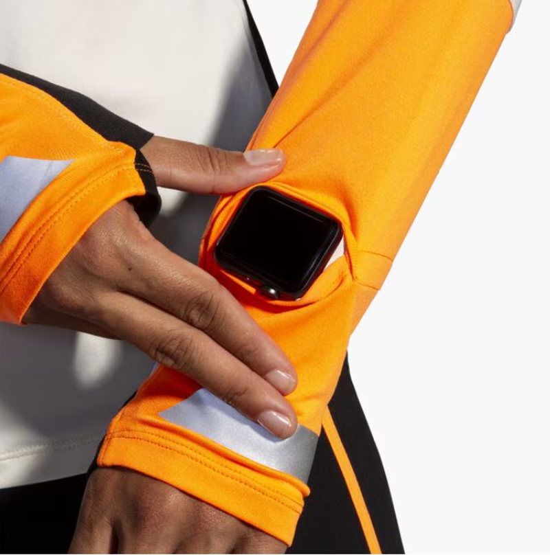 Brooks Women's Run Visible 1/2 Zip 2.0 Ecru/Fluoro Flash/Black-6