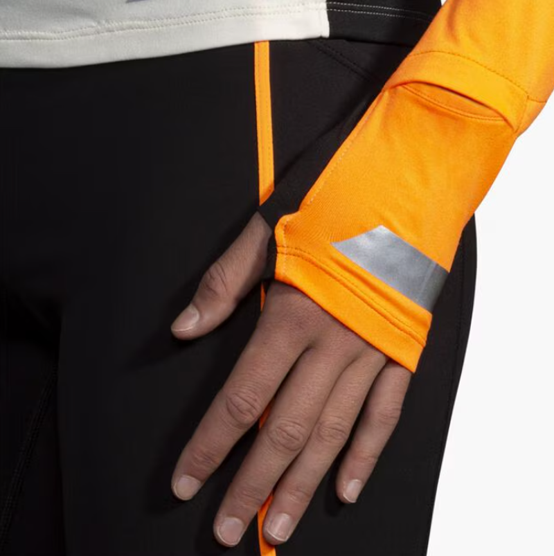 Brooks Women's Run Visible 1/2 Zip 2.0 Ecru/Fluoro Flash/Black-7