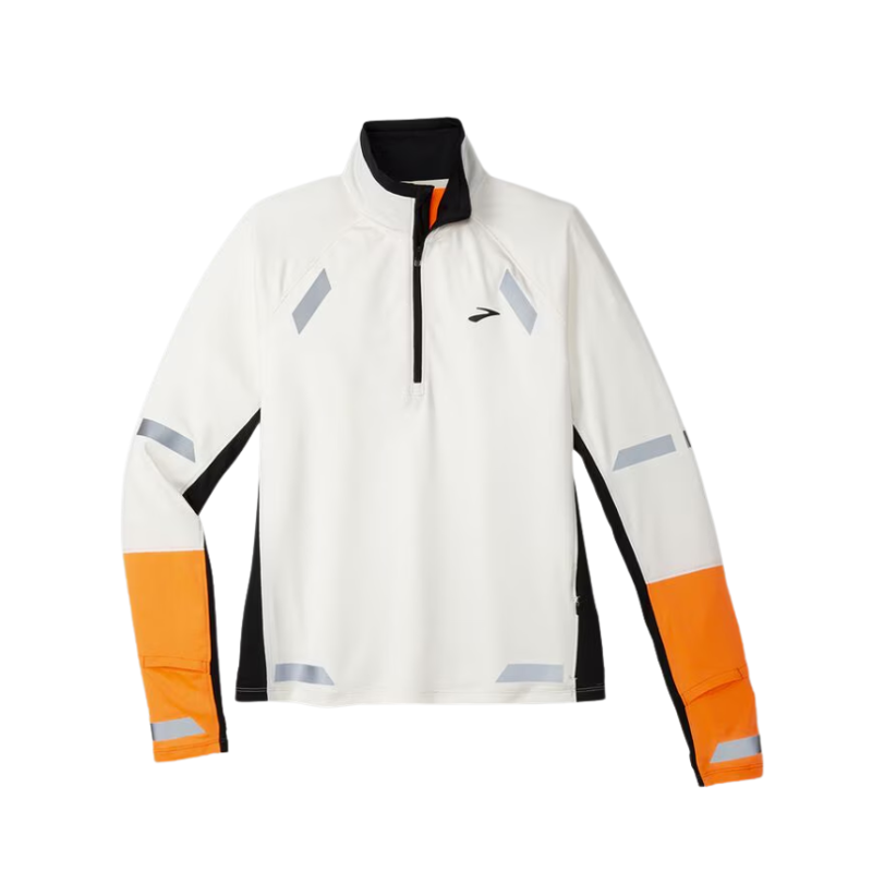 Brooks Women's Run Visible 1/2 Zip 2.0 Ecru/Fluoro Flash/Black