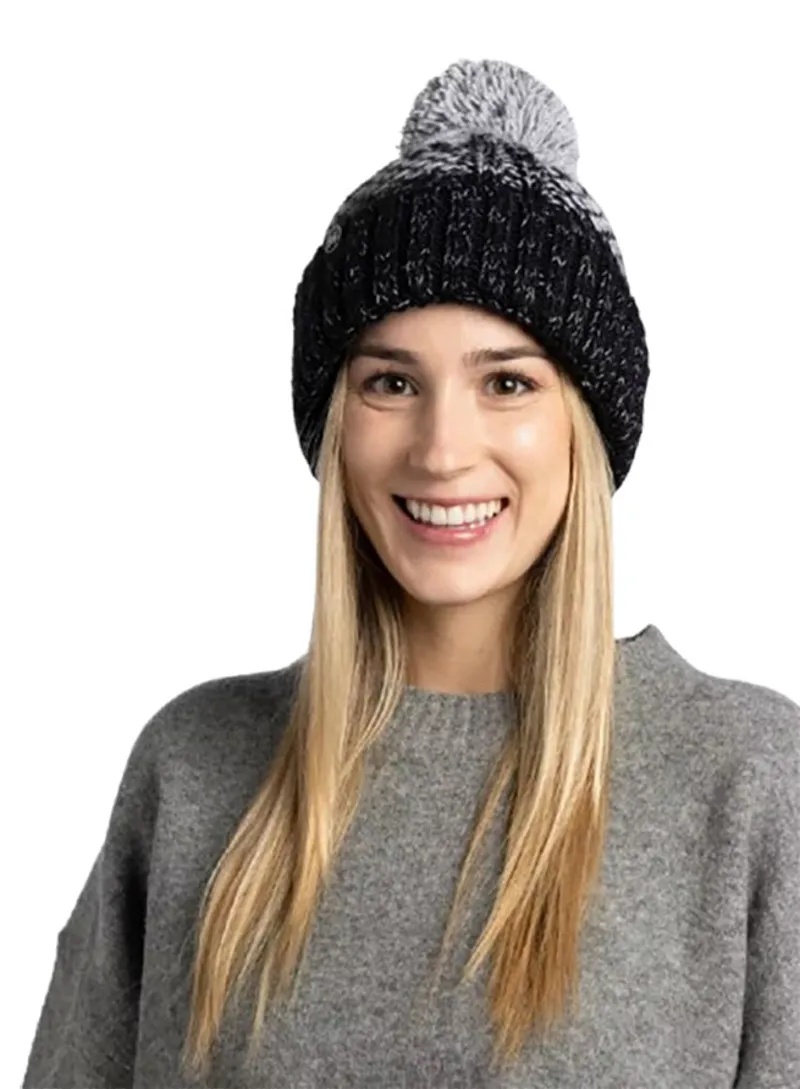 Buff Knitted and Fleece Band Beanie Akna Graphite-2