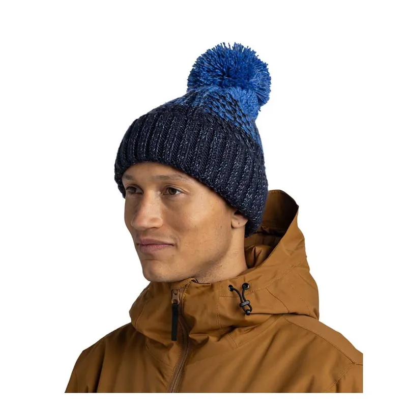 Buff Knitted and Fleece Band Beanie Akna Night Blue-3