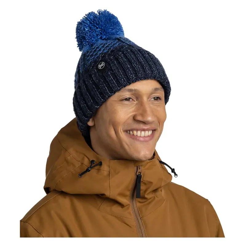 Buff Knitted and Fleece Band Beanie Akna Night Blue-2