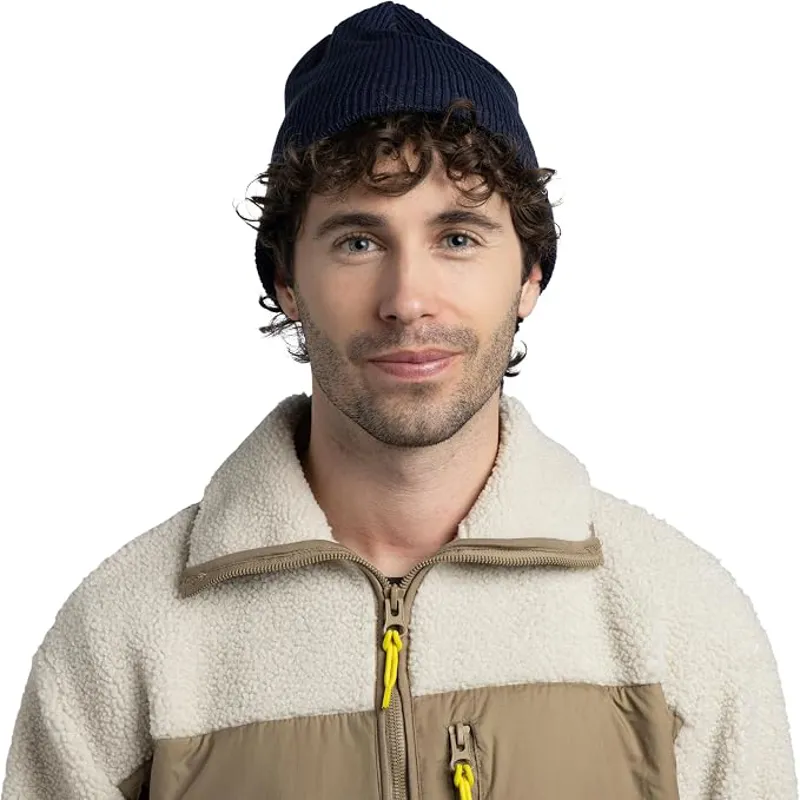 Buff Knitted and Full Fleece Beanie Renvi Night Blue-2