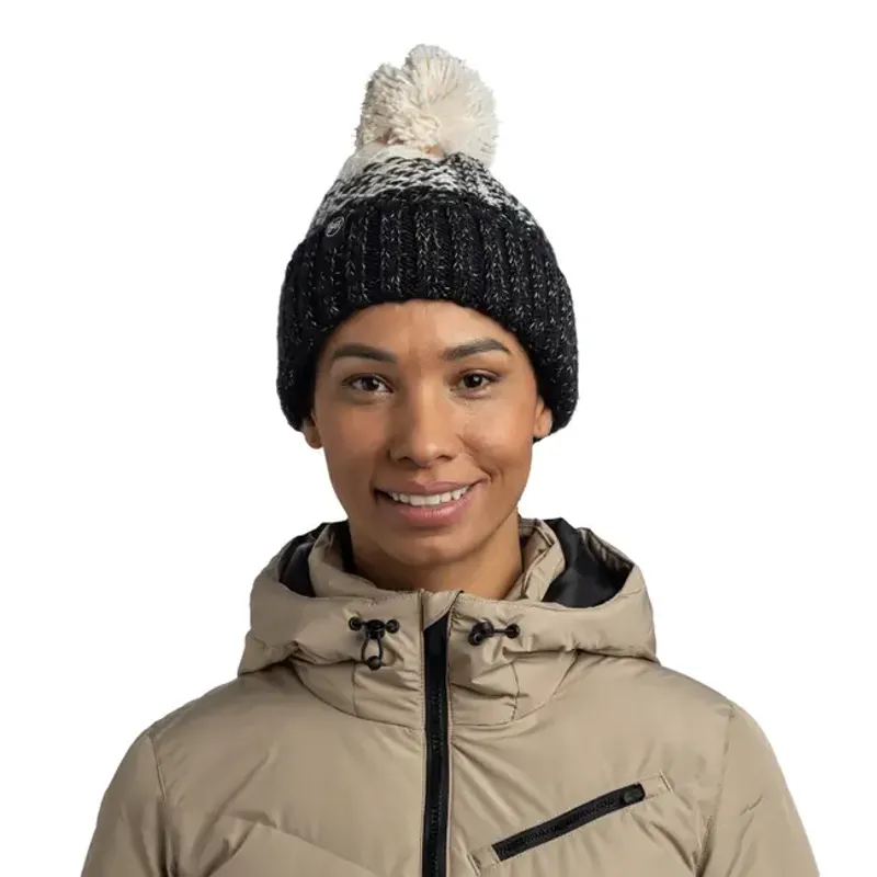 Buff Knitted and Polar Beanie Akna Black-2