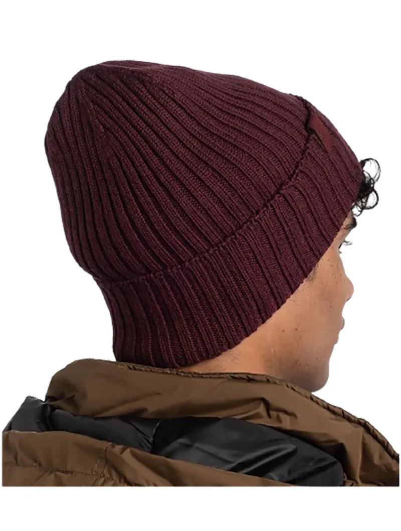 Buff Knitted Beanie Norval Maroon-6