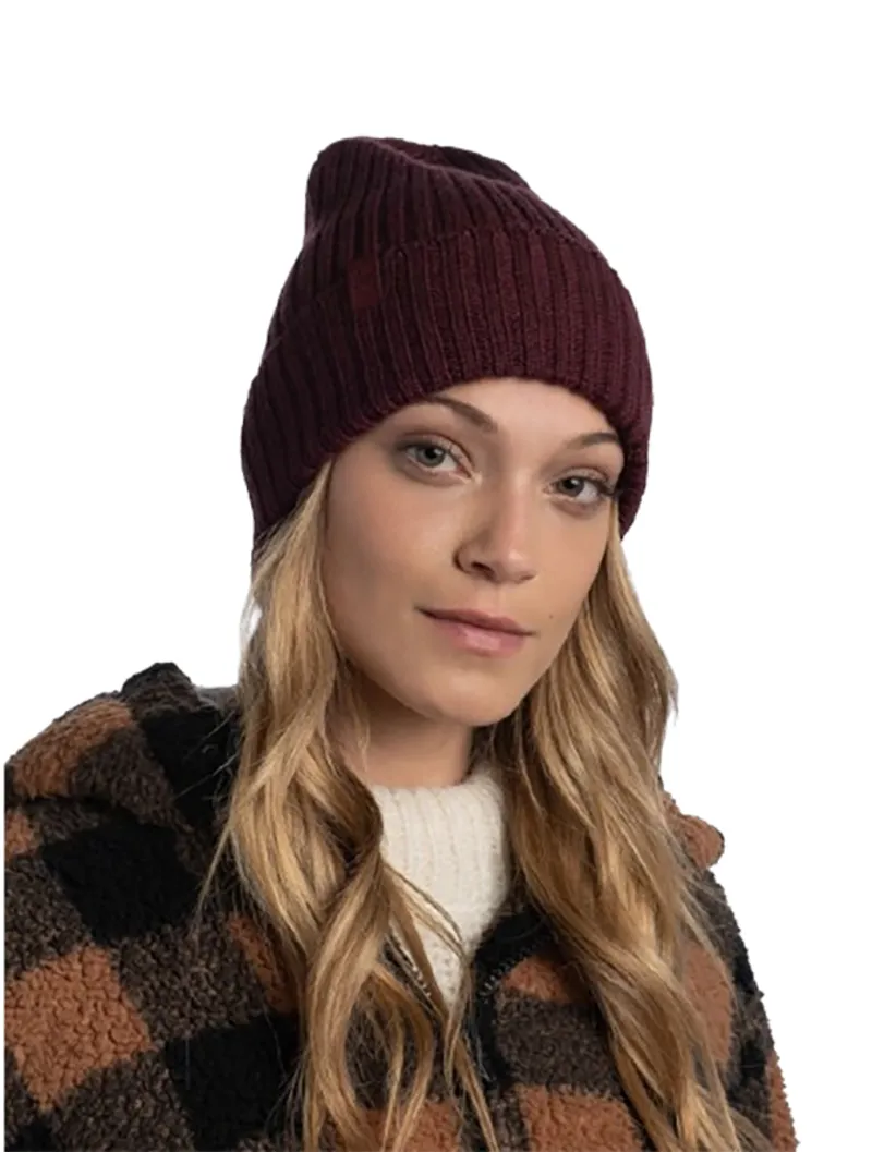 Buff Knitted Beanie Norval Maroon-1