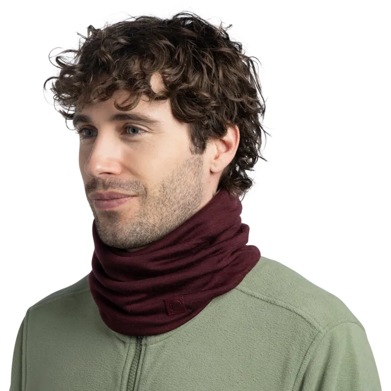 Buff Merino Heavyweight Neck Warmer Solid Garnet-3