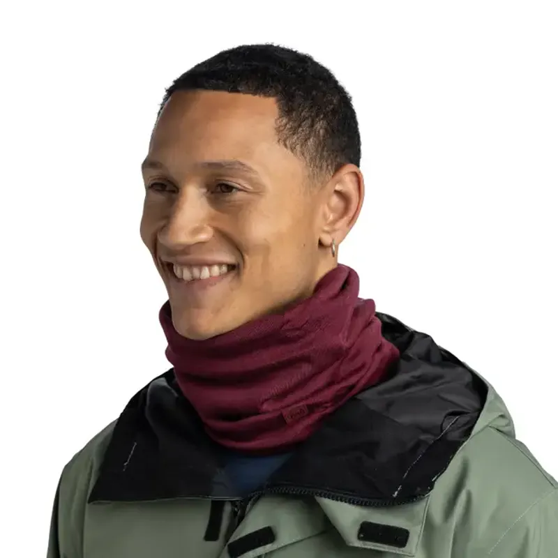 Buff Merino Heavyweight Neck Warmer Solid Tibetan Red-3