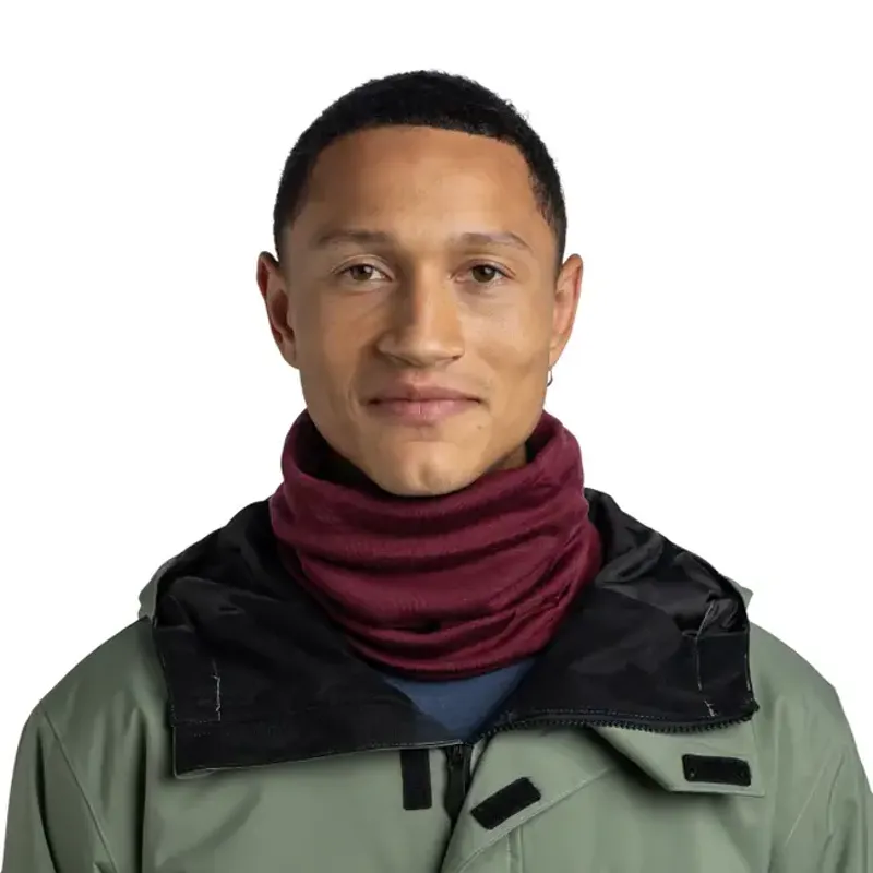 Buff Merino Heavyweight Neck Warmer Solid Tibetan Red-2