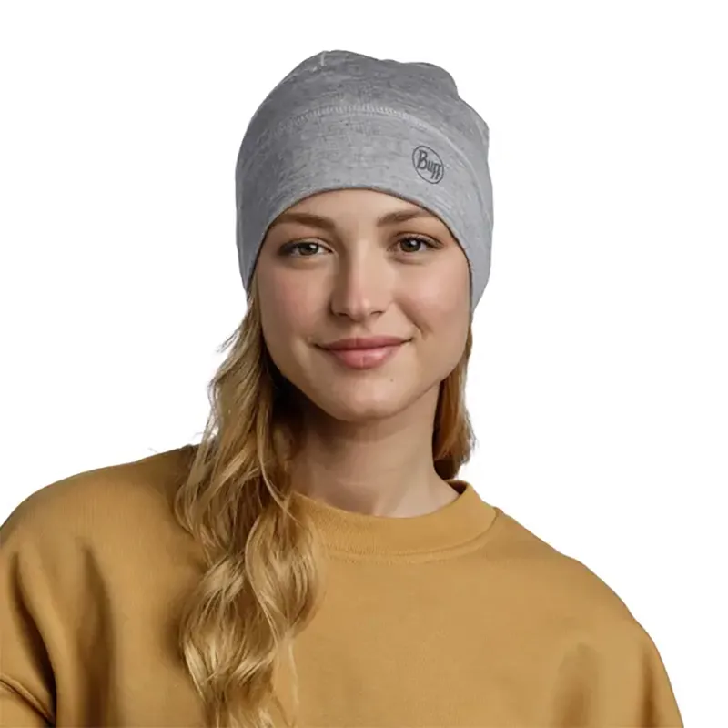 Buff Merino Lightweight Beanie Light Grey-5