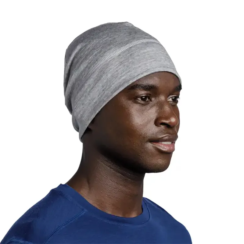 Buff Merino Lightweight Beanie Light Grey-3